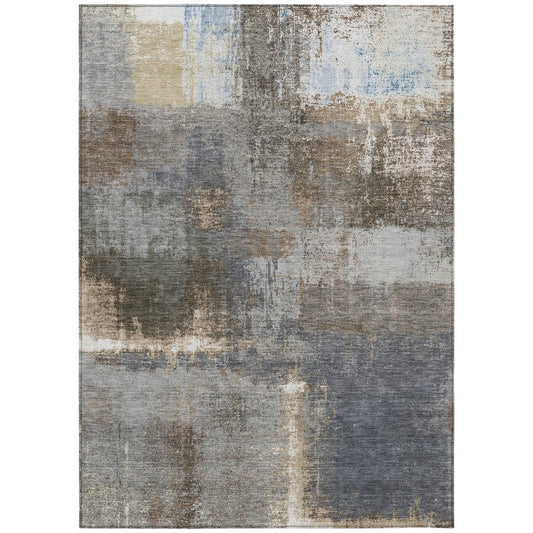 LOOMLAN Rugs Fernal Brown Washable Indoor-Outdoor Rug