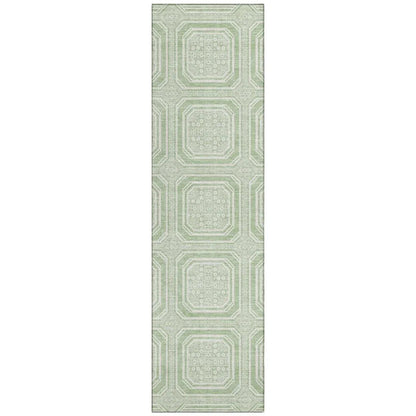 LOOMLAN Rugs Fernalis Green Washable Indoor-Outdoor Rug