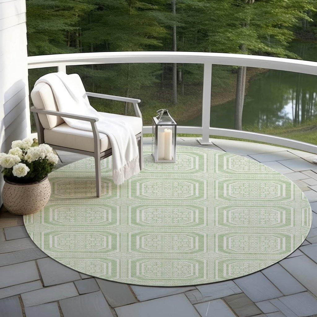LOOMLAN Rugs Fernalis Green Washable Indoor-Outdoor Rug
