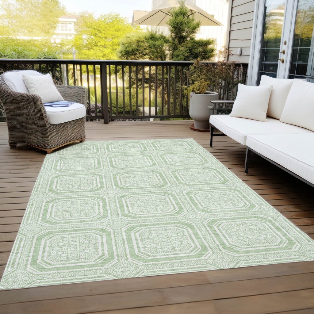 LOOMLAN Rugs Fernalis Green Washable Indoor-Outdoor Rug