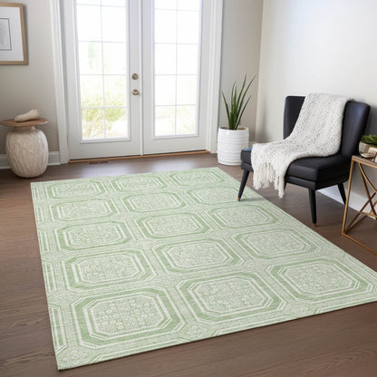 LOOMLAN Rugs Fernalis Green Washable Indoor-Outdoor Rug