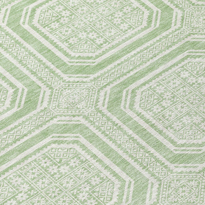 LOOMLAN Rugs Fernalis Green Washable Indoor-Outdoor Rug