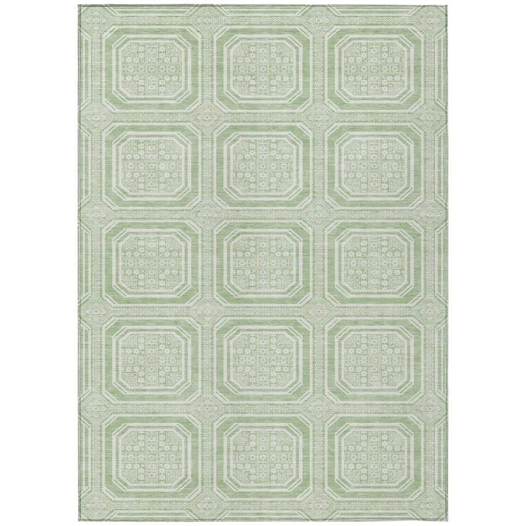 LOOMLAN Rugs Fernalis Green Washable Indoor-Outdoor Rug