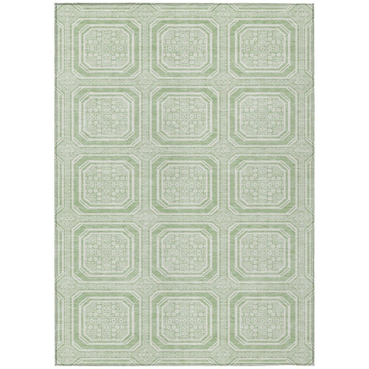 LOOMLAN Rugs Fernalis Green Washable Indoor-Outdoor Rug