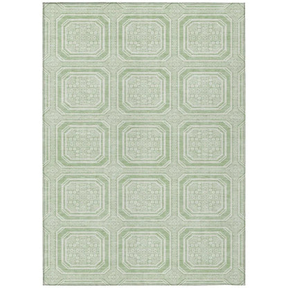 LOOMLAN Rugs Fernalis Green Washable Indoor-Outdoor Rug