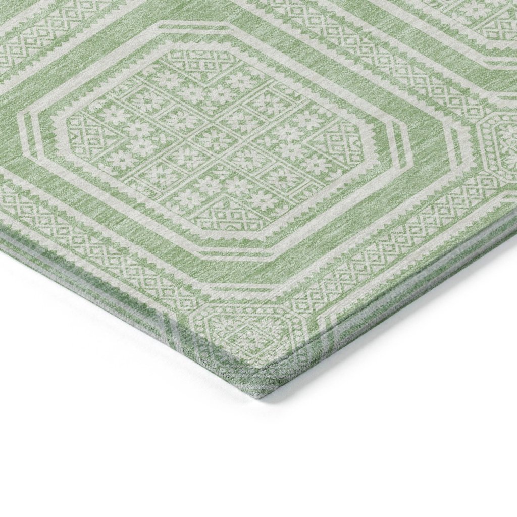 LOOMLAN Rugs Fernalis Green Washable Indoor-Outdoor Rug
