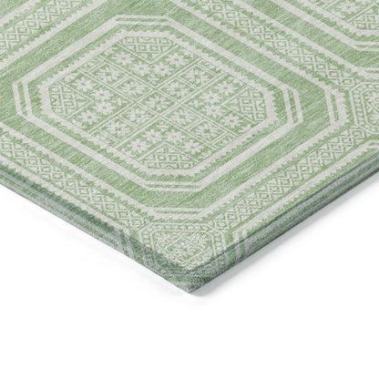 LOOMLAN Rugs Fernalis Green Washable Indoor-Outdoor Rug