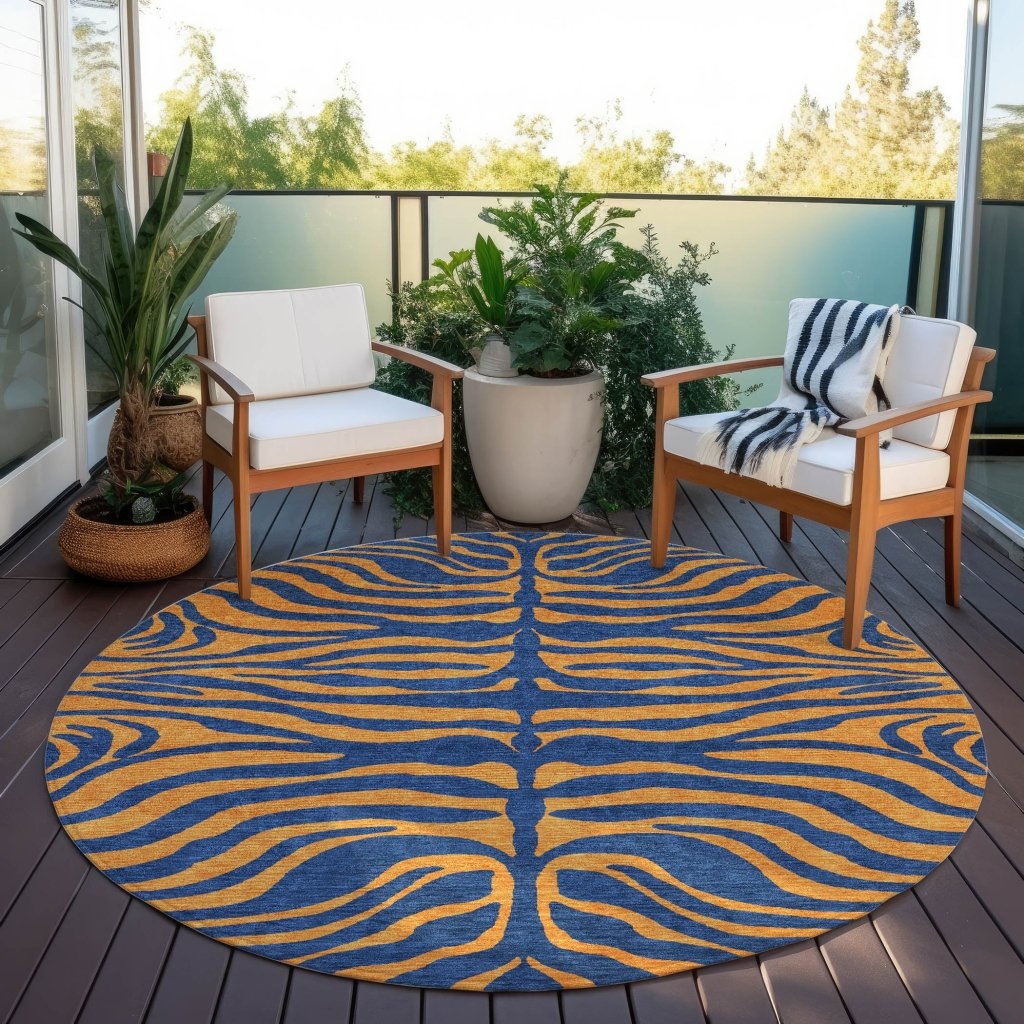 LOOMLAN Rugs Fernelle Blue Washable Indoor-Outdoor Rug