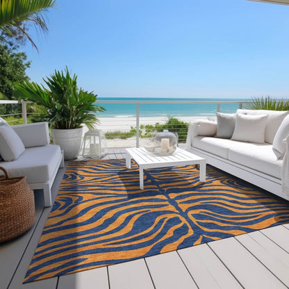 LOOMLAN Rugs Fernelle Blue Washable Indoor-Outdoor Rug