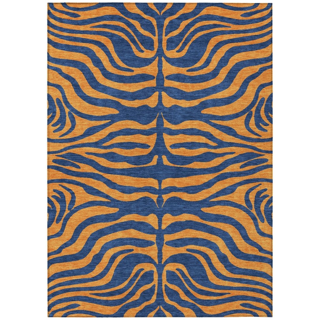 LOOMLAN Rugs Fernelle Blue Washable Indoor-Outdoor Rug