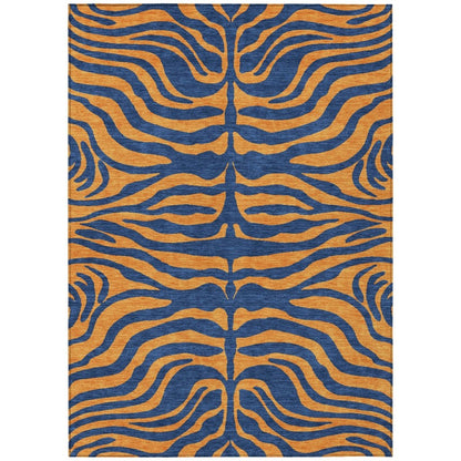 LOOMLAN Rugs Fernelle Blue Washable Indoor-Outdoor Rug