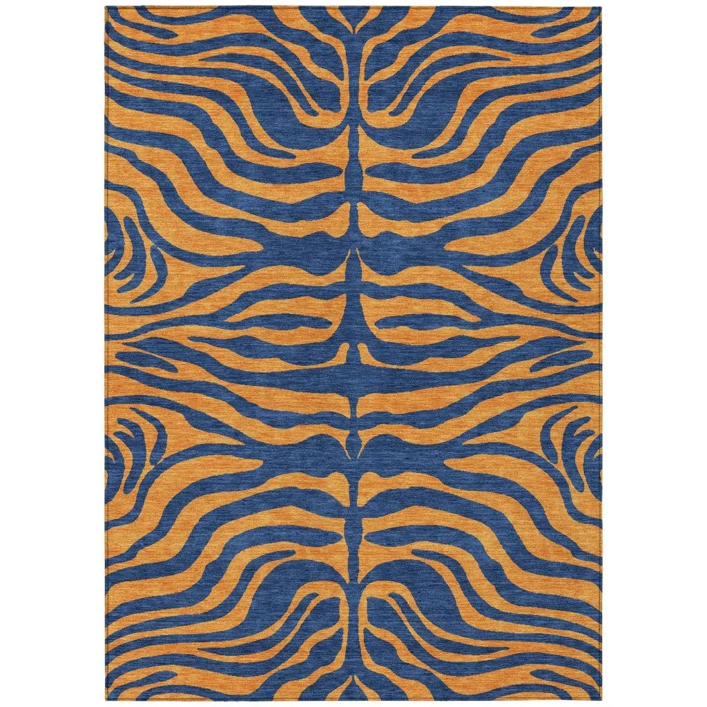 LOOMLAN Rugs Fernelle Blue Washable Indoor-Outdoor Rug