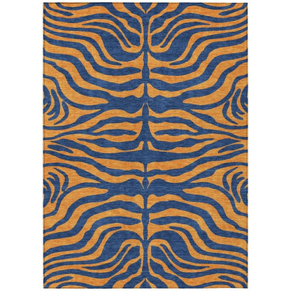 LOOMLAN Rugs Fernelle Blue Washable Indoor-Outdoor Rug