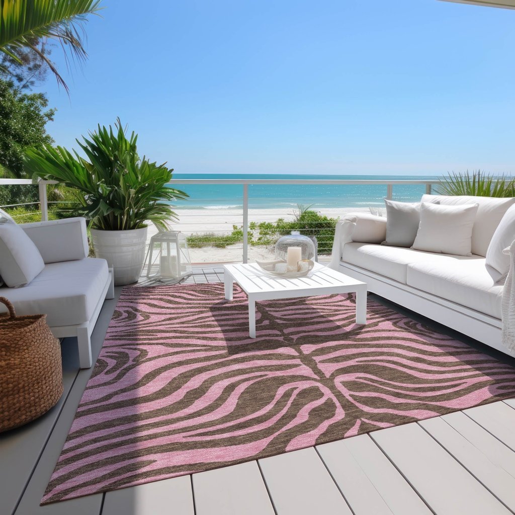 Fernelle Brown Washable Indoor - Outdoor Rug - LOOMLAN - LOOMLAN Rugs - Outdoor Rugs