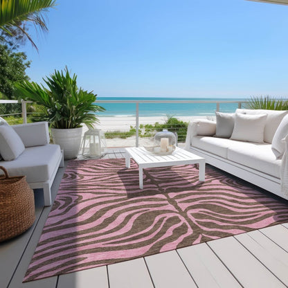 Fernelle Brown Washable Indoor - Outdoor Rug - LOOMLAN - LOOMLAN Rugs - Outdoor Rugs