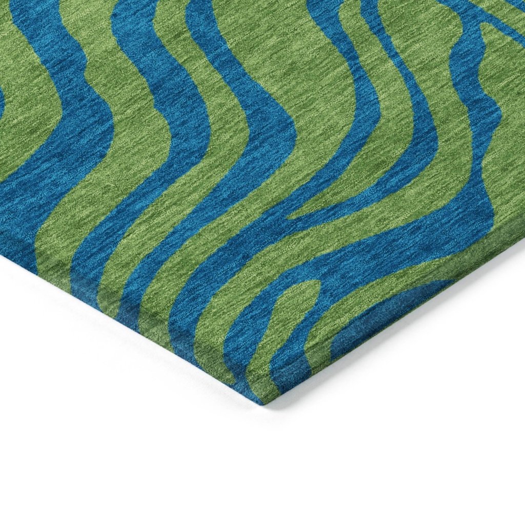 LOOMLAN Rugs Fernelle Green Washable Indoor-Outdoor Rug