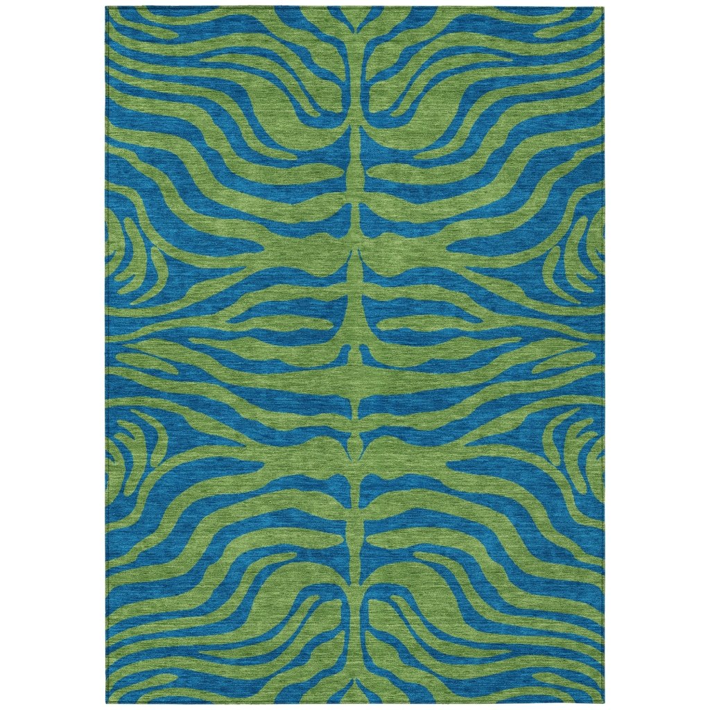 LOOMLAN Rugs Fernelle Green Washable Indoor-Outdoor Rug