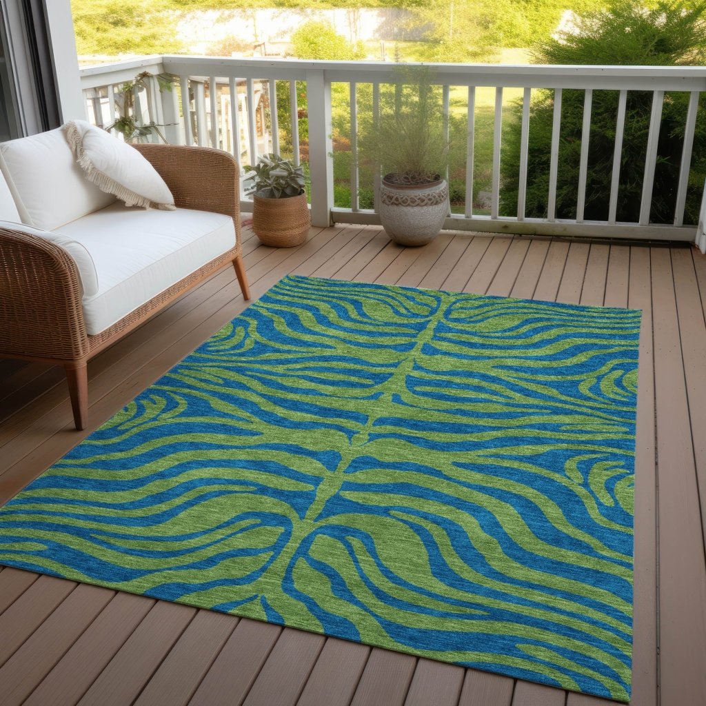 LOOMLAN Rugs Fernelle Green Washable Indoor-Outdoor Rug