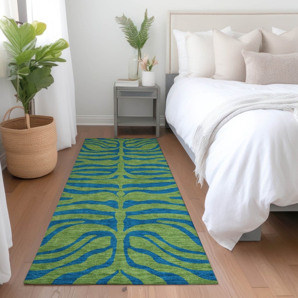 LOOMLAN Rugs Fernelle Green Washable Indoor-Outdoor Rug