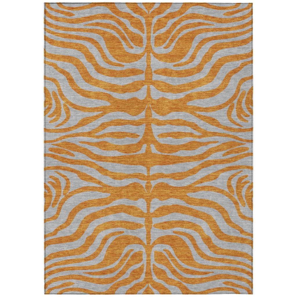 LOOMLAN Rugs Fernelle Orange Washable Indoor-Outdoor Rug