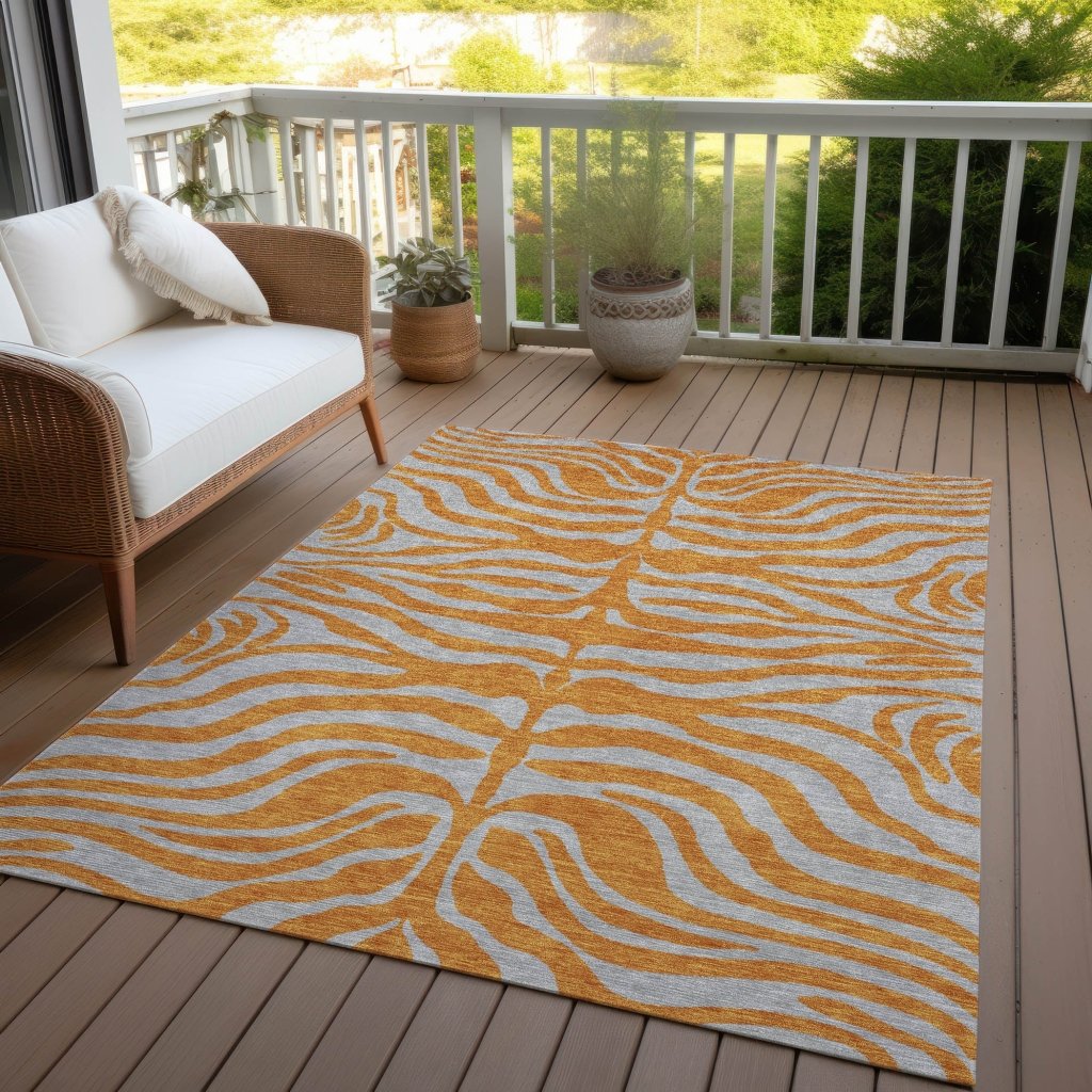 LOOMLAN Rugs Fernelle Orange Washable Indoor-Outdoor Rug