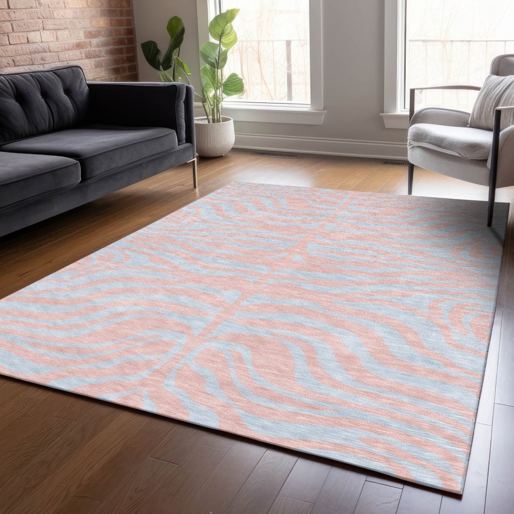 LOOMLAN Rugs Fernelle Pink Washable Indoor-Outdoor Rug