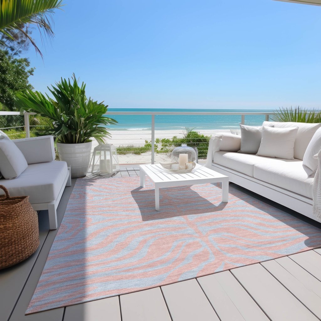 LOOMLAN Rugs Fernelle Pink Washable Indoor-Outdoor Rug