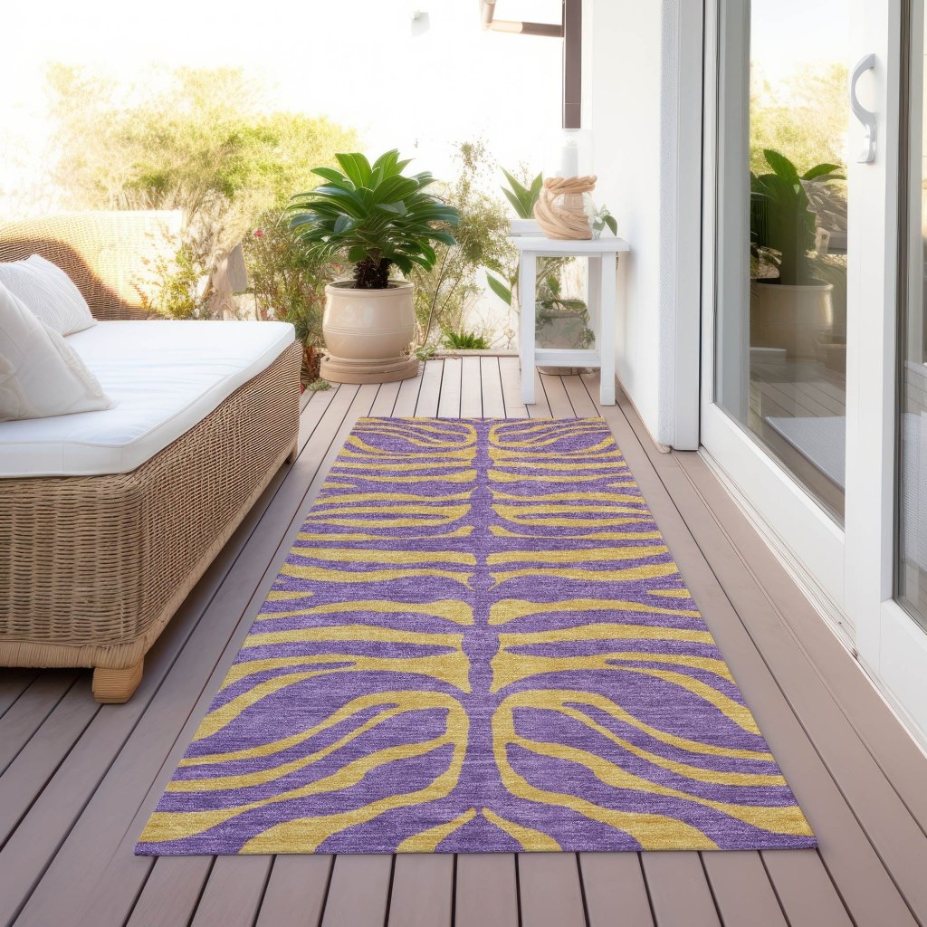 LOOMLAN Rugs Fernelle Purple Washable Indoor-Outdoor Rug