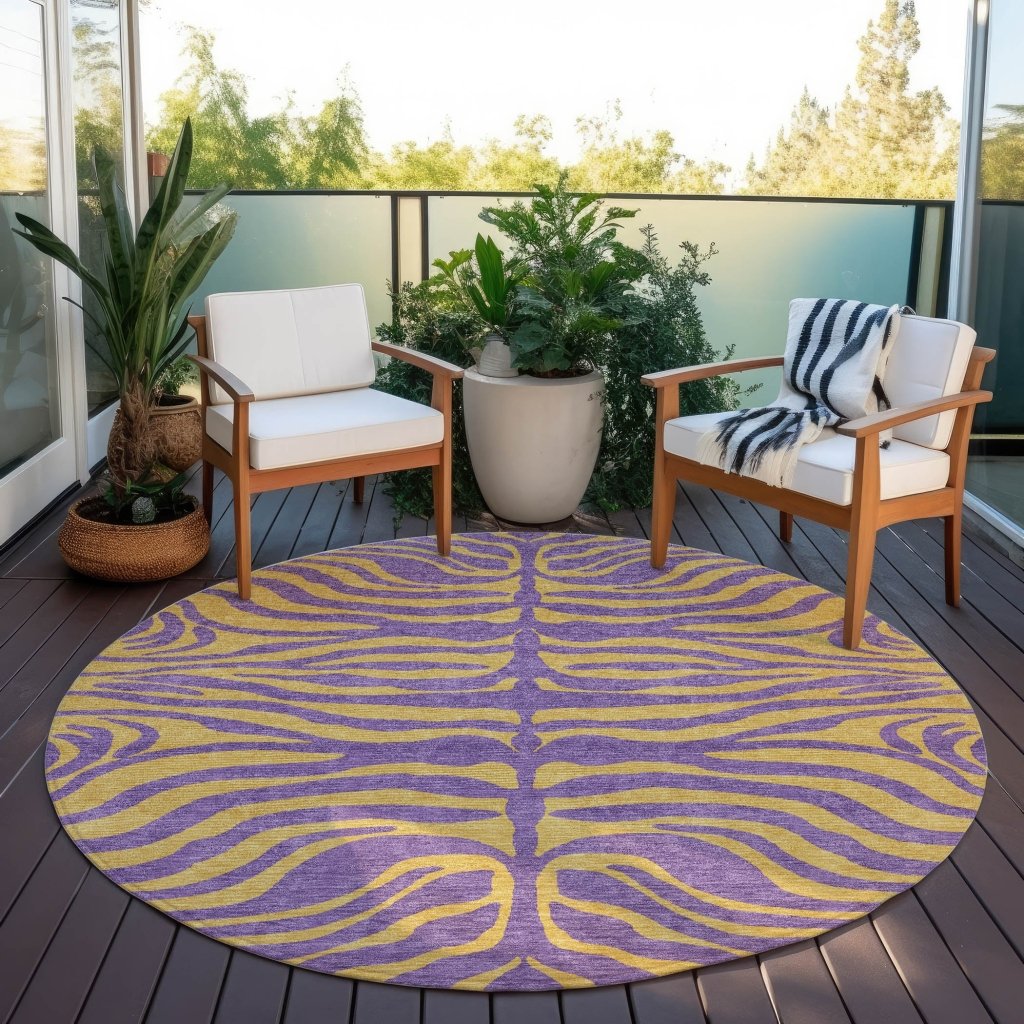 LOOMLAN Rugs Fernelle Purple Washable Indoor-Outdoor Rug