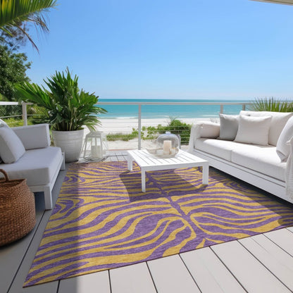 LOOMLAN Rugs Fernelle Purple Washable Indoor-Outdoor Rug