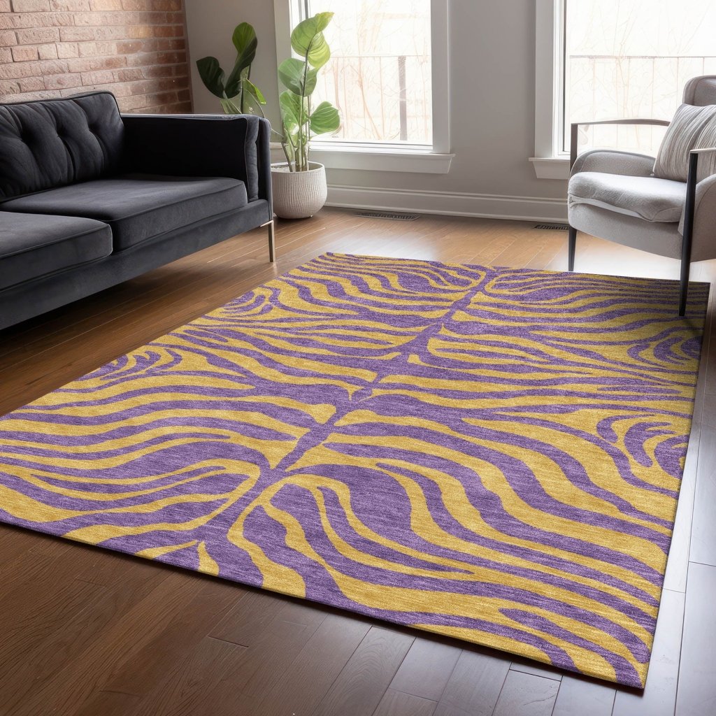 LOOMLAN Rugs Fernelle Purple Washable Indoor-Outdoor Rug