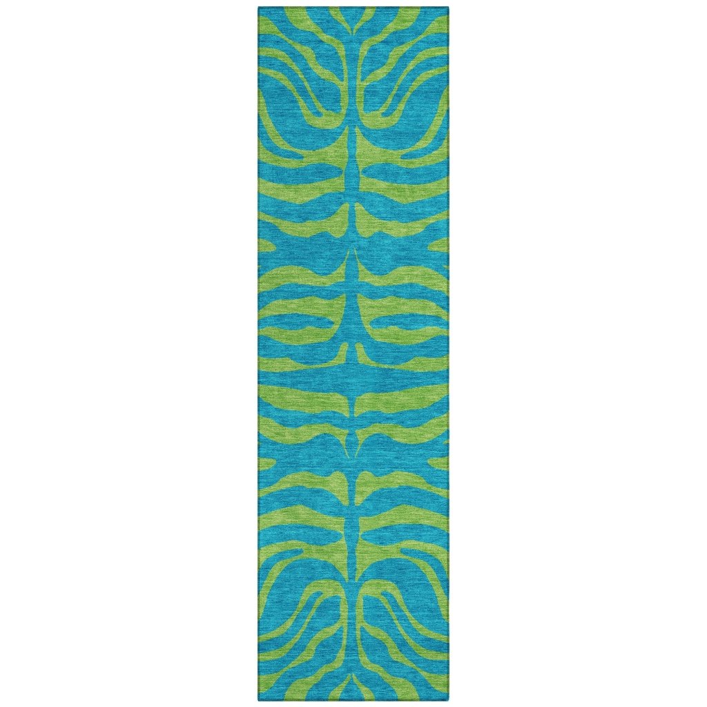 LOOMLAN Rugs Fernelle Teal Washable Indoor-Outdoor Rug