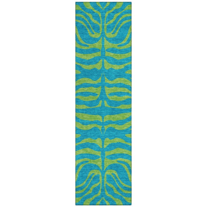 LOOMLAN Rugs Fernelle Teal Washable Indoor-Outdoor Rug