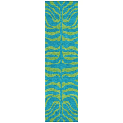 LOOMLAN Rugs Fernelle Teal Washable Indoor-Outdoor Rug