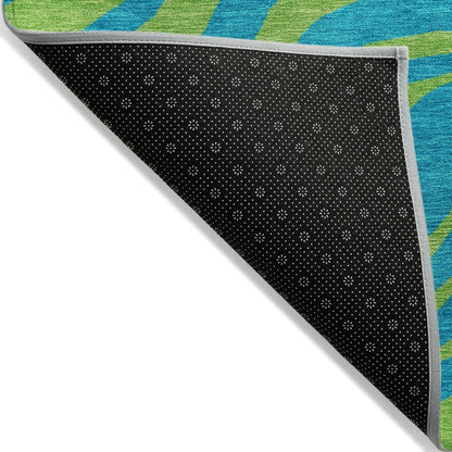 LOOMLAN Rugs Fernelle Teal Washable Indoor-Outdoor Rug
