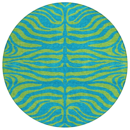 LOOMLAN Rugs Fernelle Teal Washable Indoor-Outdoor Rug
