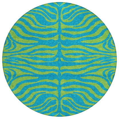 LOOMLAN Rugs Fernelle Teal Washable Indoor-Outdoor Rug