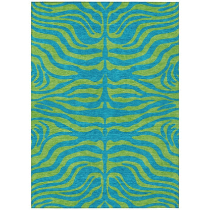 LOOMLAN Rugs Fernelle Teal Washable Indoor-Outdoor Rug