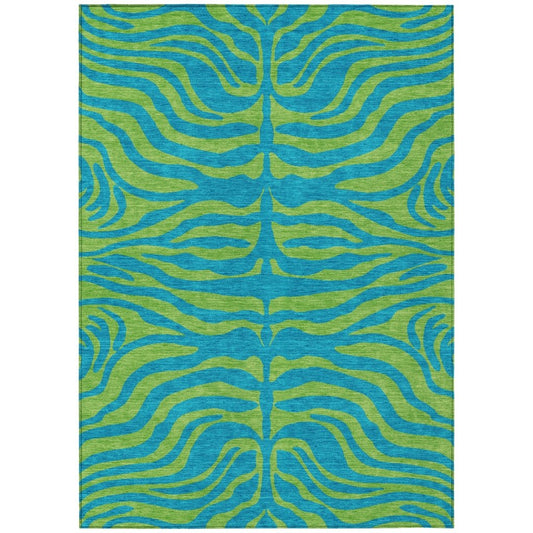 LOOMLAN Rugs Fernelle Teal Washable Indoor-Outdoor Rug