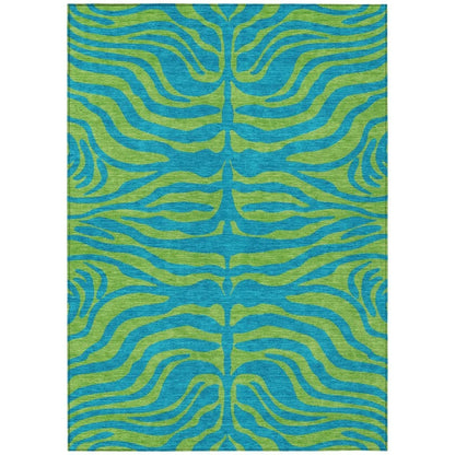 LOOMLAN Rugs Fernelle Teal Washable Indoor-Outdoor Rug