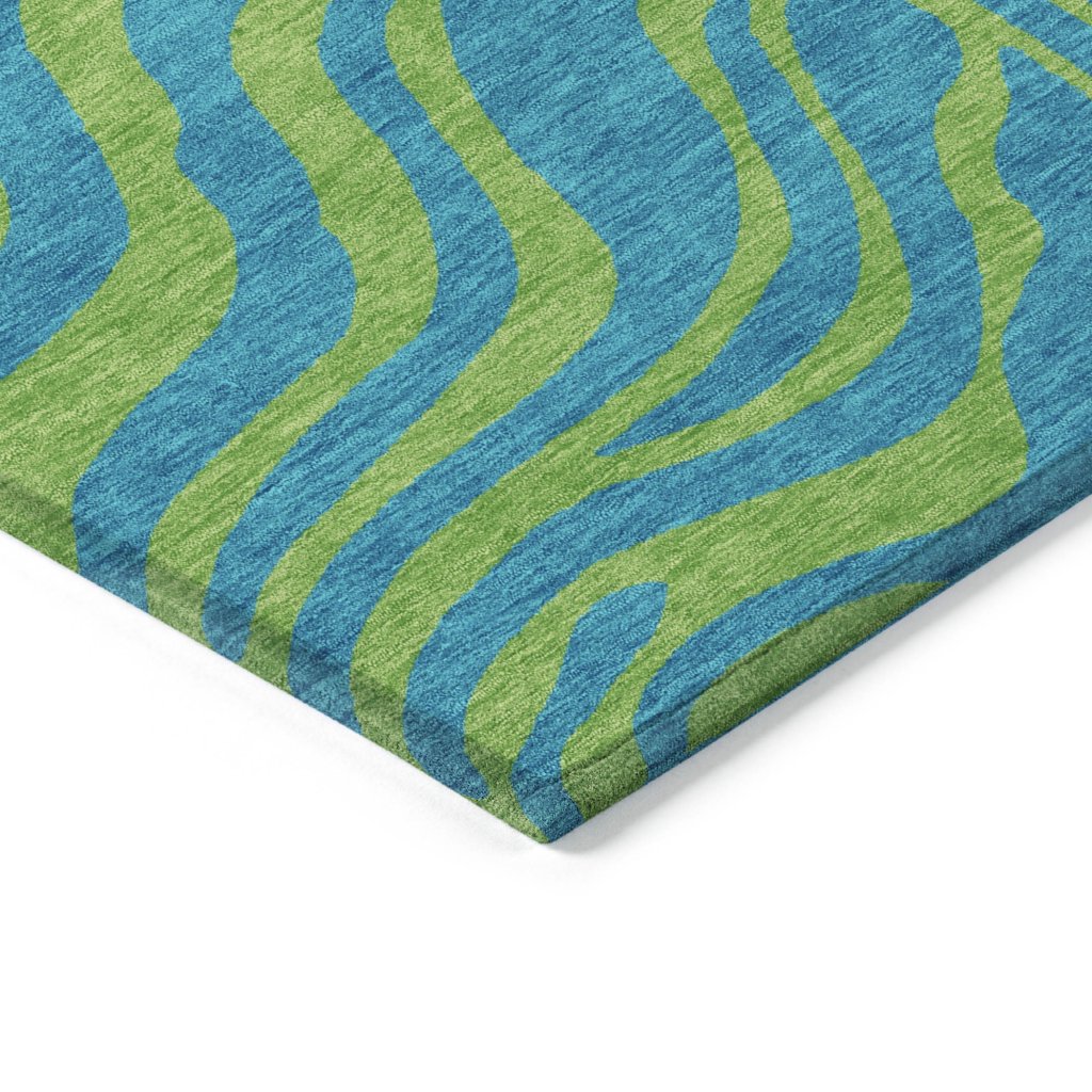 LOOMLAN Rugs Fernelle Teal Washable Indoor-Outdoor Rug