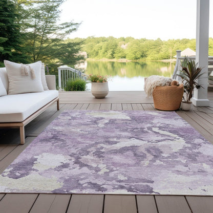 LOOMLAN Rugs Ferren Purple Washable Indoor-Outdoor Rug