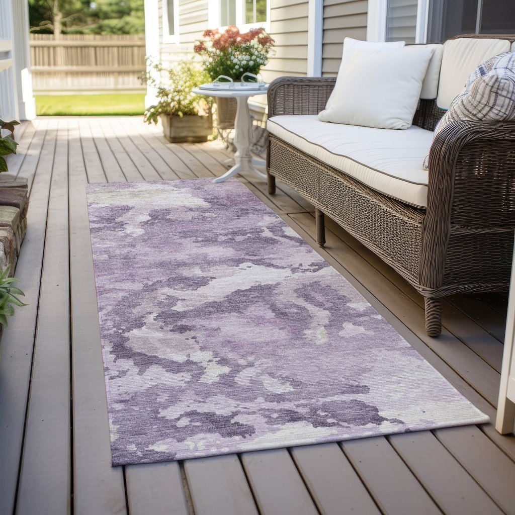 LOOMLAN Rugs Ferren Purple Washable Indoor-Outdoor Rug