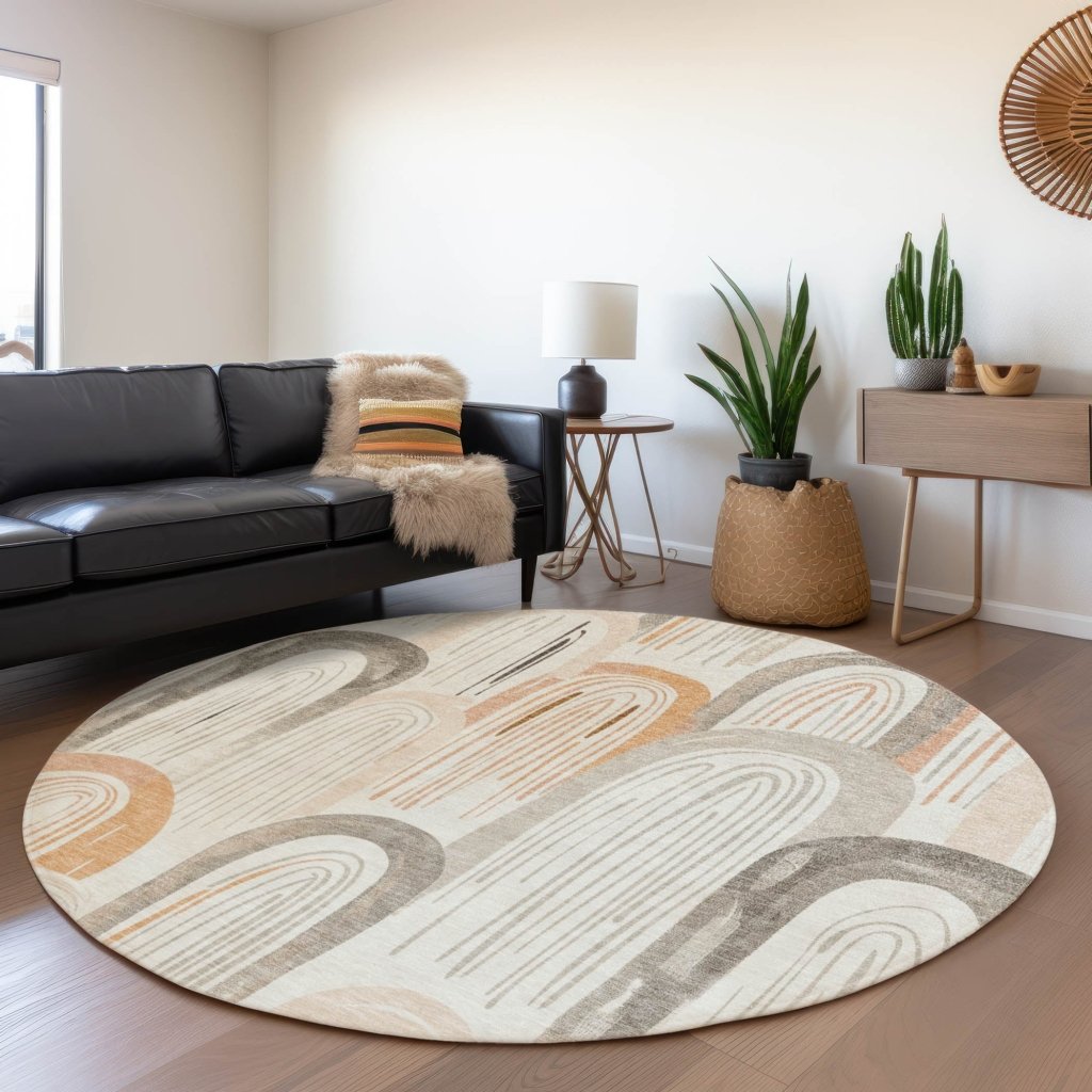 LOOMLAN Rugs Feylinne Ivory Washable Indoor-Outdoor Rug