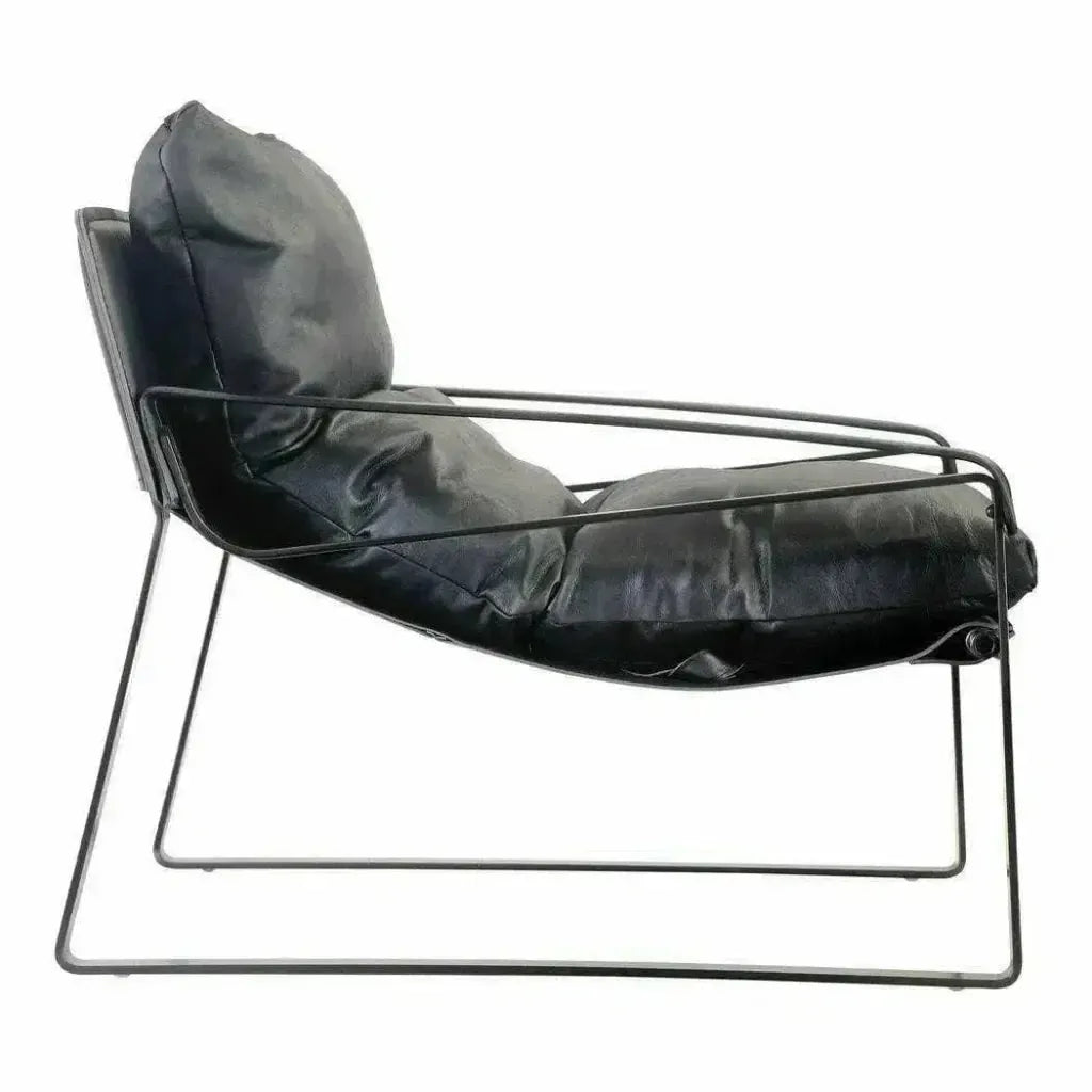 Connor Onyx Black Leather Slipper Chair -- view 3