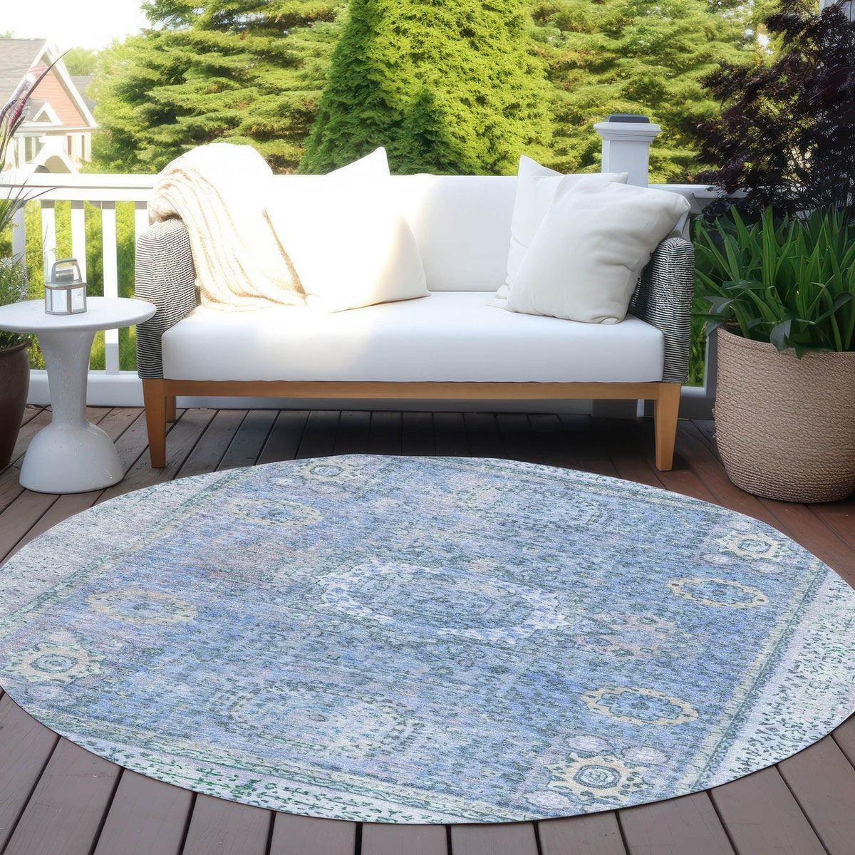 Irias Blue Washable Indoor-Outdoor Rug
