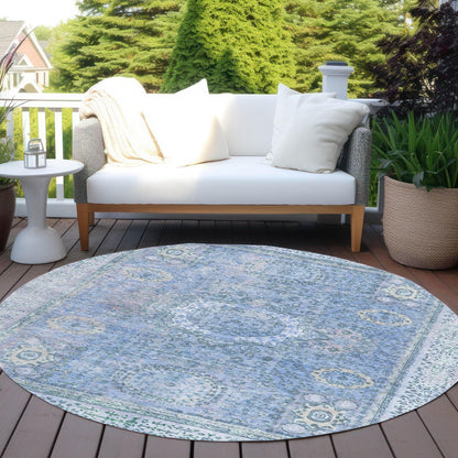 Irias Blue Washable Indoor-Outdoor Rug
