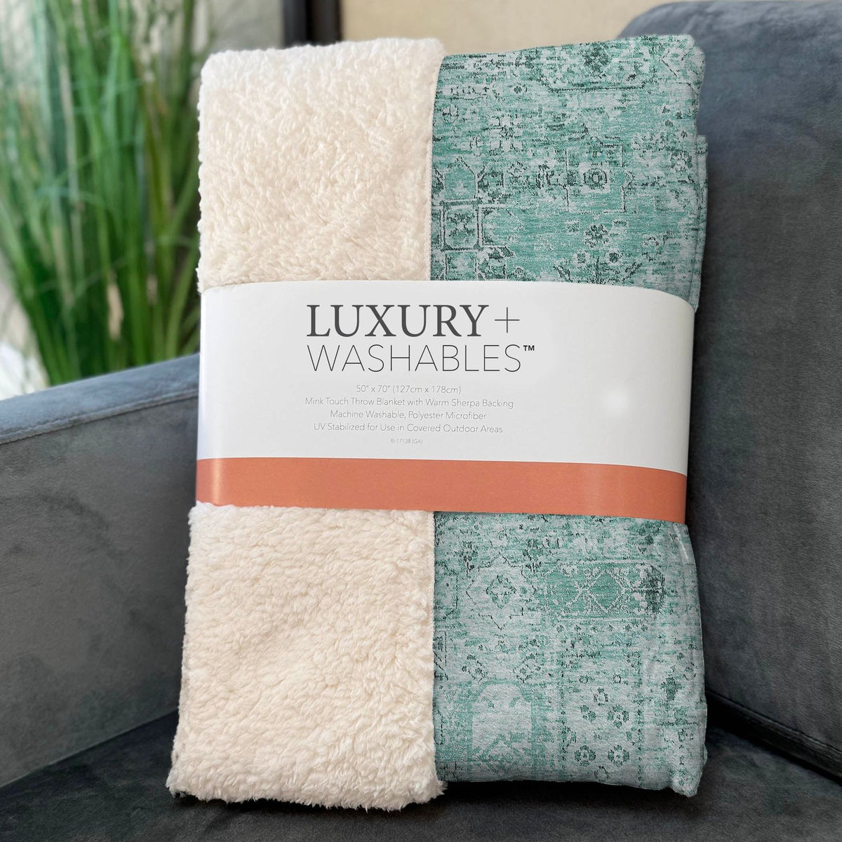 Parallel Bands Teal Washable Indoor-Outdoor Rug