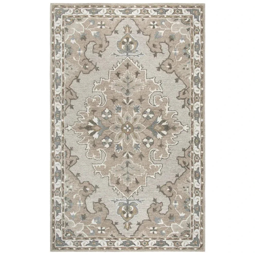 Awad Central Medallion Tan Large Area Rugs
