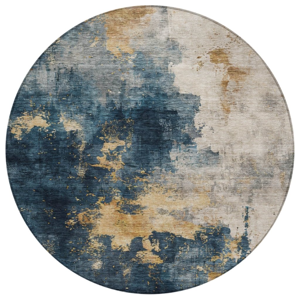 LOOMLAN Rugs Fibra Blue Washable Indoor-Outdoor Rug